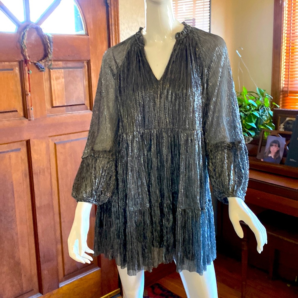 Black and silver metallic minidress - size XS